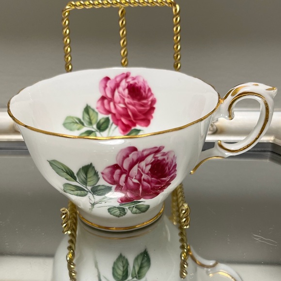 Crown Staffordshire Pink Flower Fine Bone China England Teacup and Saucer - Picture 6 of 10